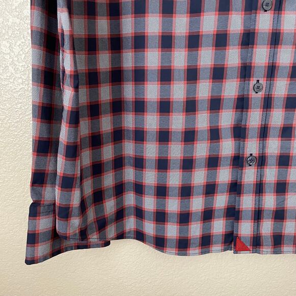 Untuckit Shirt Mens XXL Blue Red Watkins Check Plaid Slim Fit Preppy Academia - Picture 5 of 11